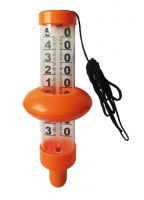 Thermometer floating above water surface